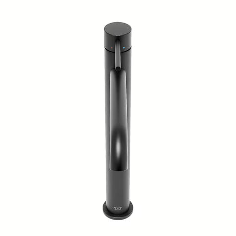 Vysoká umyvadlová baterie SAT Aurum v matné černé barvě s kulatým designem
