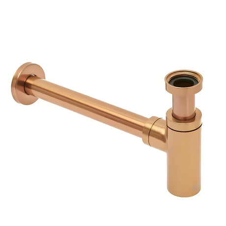 Mosazný umyvadlový sifon SAT Aurum v barvě rose gold s kulatým designem a průměrem 32 mm.