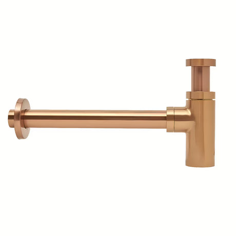 Mosazný umyvadlový sifon SAT Aurum v barvě rose gold s kulatým designem a průměrem 32 mm.