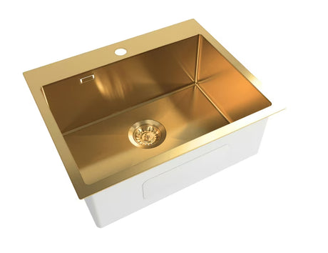 Kuchyňský nerezový dřez SAT Aurum v gold provedení pro montáž na pracovní desku