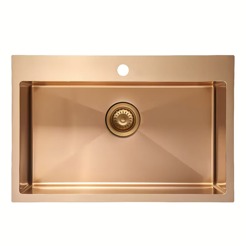 Kuchyňský jednodřez SAT Aurum rose gold z kartáčované nerezové oceli pro montáž na pracovní desku