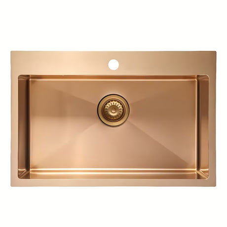Kuchyňský jednodřez SAT Aurum rose gold z kartáčované nerezové oceli pro montáž na pracovní desku