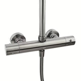 Sprchový systém SAT Aurum s termostatickou baterií v provedení broušený gun metal s hlavovou a ruční sprchou.