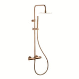 Sprchový systém SAT Aurum s termostatickou baterií v provedení rose gold brushed s hlavovou a ruční sprchou.