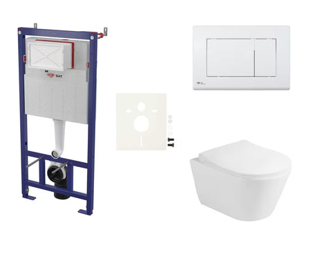 Závěsný WC set Glacera Ava s nádržkou SAT, ovládacím tlačítkem a duroplastovým WC sedátkem