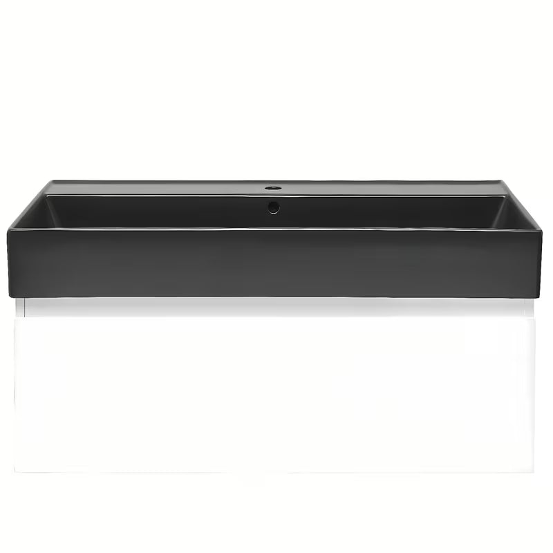 Závěsná koupelnová skříňka s keramickým umyvadlem SAT B-Way 1 v bílém lesku 99x45x30 cm
