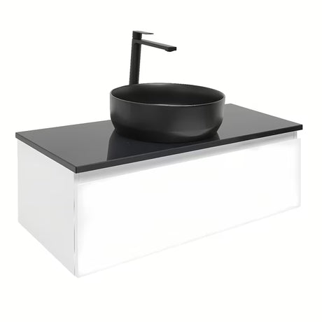 Závěsná koupelnová skříňka SAT B-Way 1 v bílém lesku s krycí deskou 99x45x30 cm