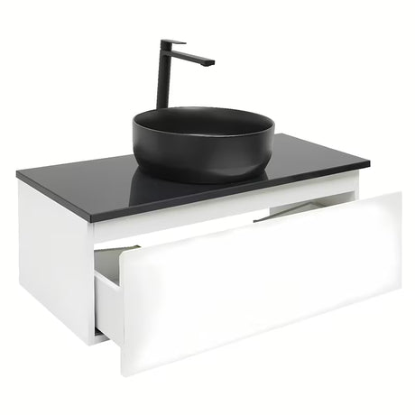 Závěsná koupelnová skříňka SAT B-Way 1 v bílém lesku s krycí deskou 99x45x30 cm