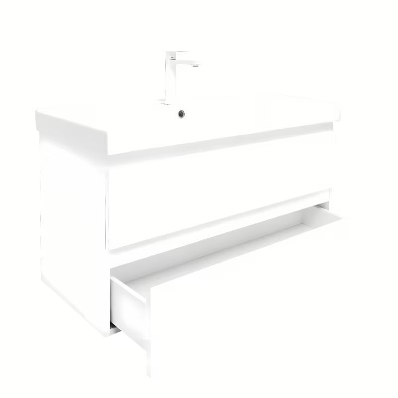 Viseča kopalniška omarica s keramičnim umivalnikom SAT B-Way 1 v beli barvi s sijajno površino