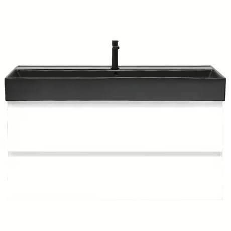 Závěsná koupelnová skříňka SAT B-Way 1 s keramickým umyvadlem v bílém lesku 99x50x45 cm