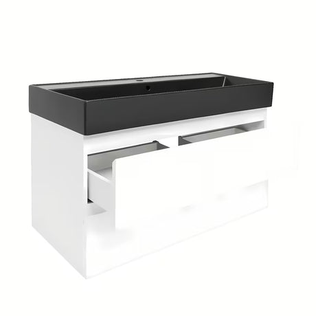 Závěsná koupelnová skříňka s umyvadlem SAT B-Way 1 v bílém lesku 99x50x45 cm