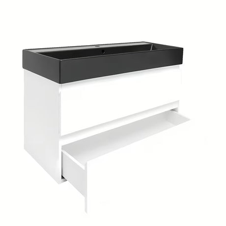 Závěsná koupelnová skříňka s umyvadlem SAT B-Way 1 v bílém lesku 99x50x45 cm