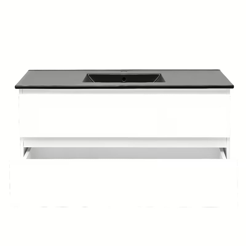 Závěsná koupelnová skříňka s umyvadlem SAT B-Way 1 v bílém lesku se dvěma zásuvkami