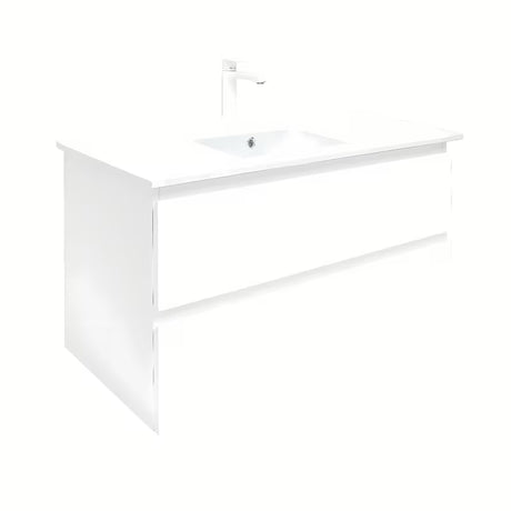 Závěsná koupelnová skříňka SAT B-Way 1 s umyvadlem v bílém lesku 99x45x50 cm