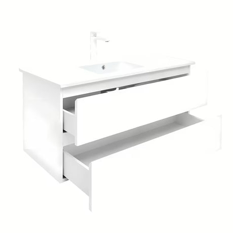 Závěsná koupelnová skříňka SAT B-Way 1 s umyvadlem v bílém lesku 99x45x50 cm