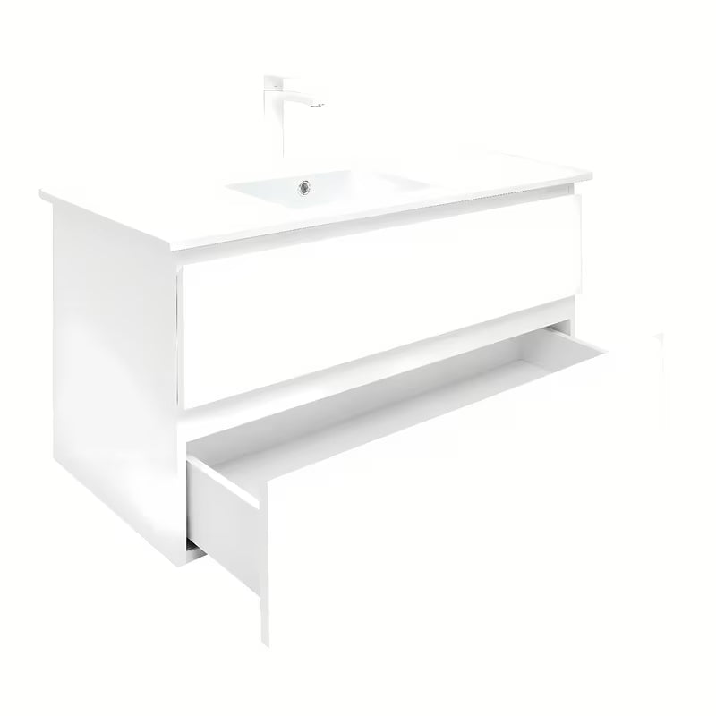 Závěsná koupelnová skříňka SAT B-Way 1 s umyvadlem v bílém lesku 99x45x50 cm