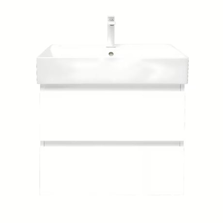 Závěsná koupelnová skříňka SAT B-Way 1 s keramickým umyvadlem v bílém lesku 59x50x45 cm.