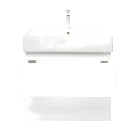 Závěsná koupelnová skříňka SAT B-Way 1 s keramickým umyvadlem v bílém lesku 59x50x45 cm.
