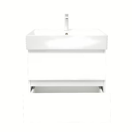 Závěsná koupelnová skříňka SAT B-Way 1 s keramickým umyvadlem v bílém lesku 59x50x45 cm.