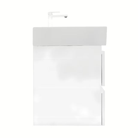 Závěsná koupelnová skříňka SAT B-Way 1 s keramickým umyvadlem v bílém lesku 59x50x45 cm.
