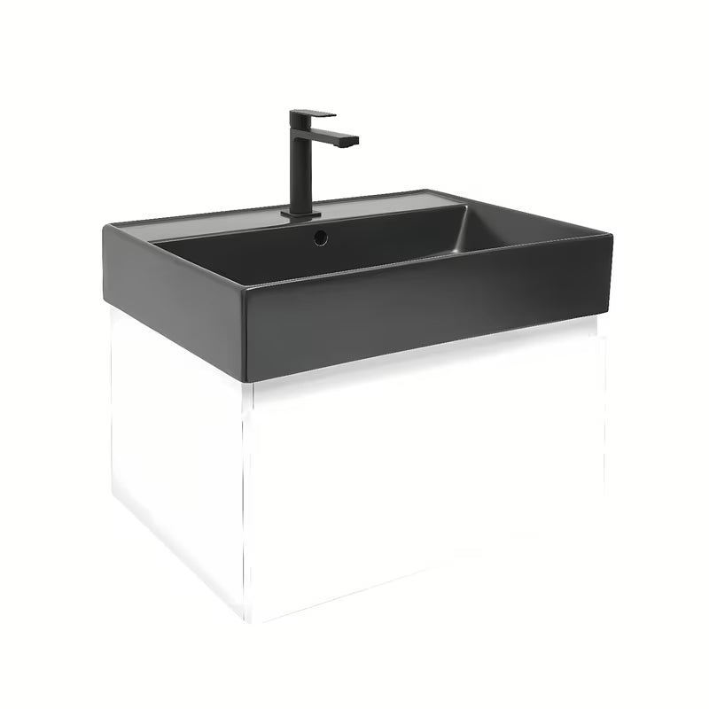 Viseča kopalniška omarica s keramičnim umivalnikom SAT B-Way v beli sijajni izvedbi 59x45x30 cm