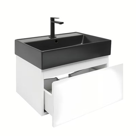Závěsná koupelnová skříňka s keramickým umyvadlem SAT B-Way v bílém lesku 59x45x30 cm
