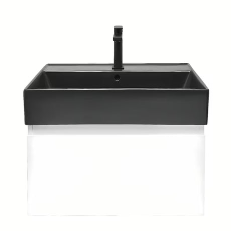 Závěsná koupelnová skříňka s keramickým umyvadlem SAT B-Way v bílém lesku 59x45x30 cm