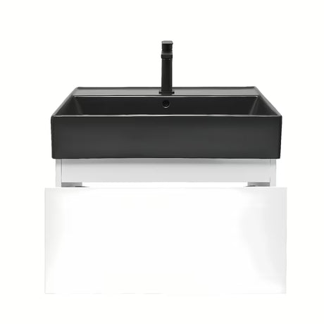 Závěsná koupelnová skříňka s keramickým umyvadlem SAT B-Way v bílém lesku 59x45x30 cm