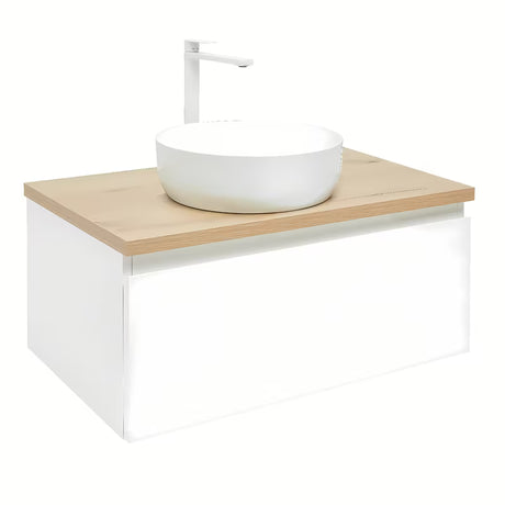 Závěsná koupelnová skříňka SAT B-Way 1 79x45x30 cm v bílém lesku s deskou v dekoru dubu