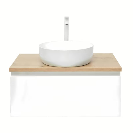 Závěsná koupelnová skříňka SAT B-Way 1 79x45x30 cm v bílém lesku s deskou v dekoru dubu