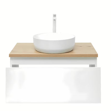 Závěsná koupelnová skříňka SAT B-Way 1 79x45x30 cm v bílém lesku s deskou v dekoru dubu