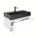 Závěsná koupelnová skříňka s keramickým umyvadlem SAT B-Way 1 v bílém lesku 79x45x30 cm.