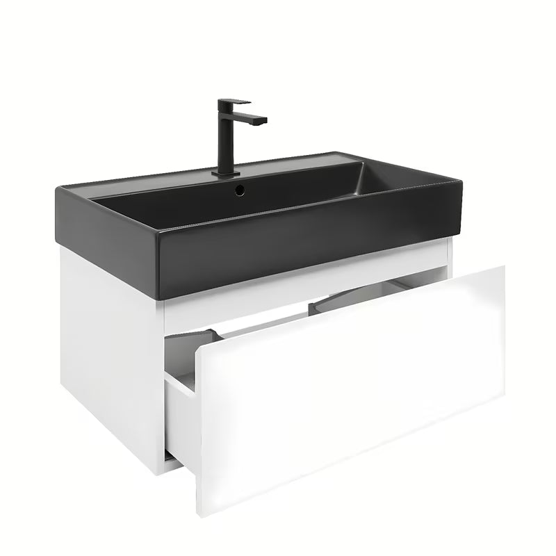 Závěsná koupelnová skříňka s keramickým umyvadlem SAT B-Way 1 v bílém lesku 79x45x30 cm.