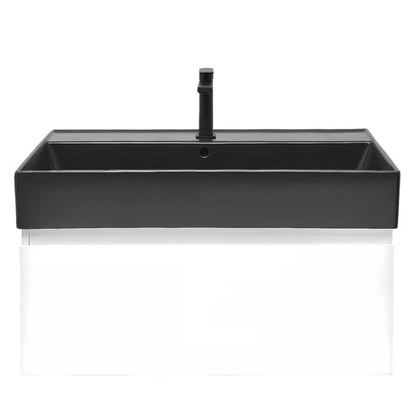 Závěsná koupelnová skříňka s keramickým umyvadlem SAT B-Way 1 v bílém lesku 79x45x30 cm.