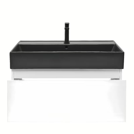 Závěsná koupelnová skříňka s keramickým umyvadlem SAT B-Way 1 v bílém lesku 79x45x30 cm.