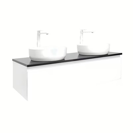Závěsná koupelnová skříňka SAT B-Way 119x45x30 cm v bílém lesku s krycí deskou
