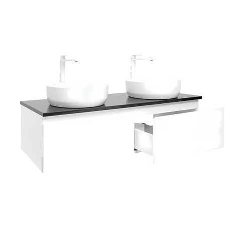 Závěsná koupelnová skříňka SAT B-Way 119x45x30 cm v bílém lesku s krycí deskou