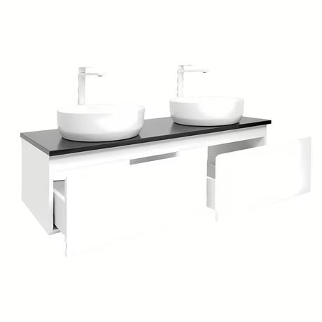 Závěsná koupelnová skříňka SAT B-Way 119x45x30 cm v bílém lesku s krycí deskou