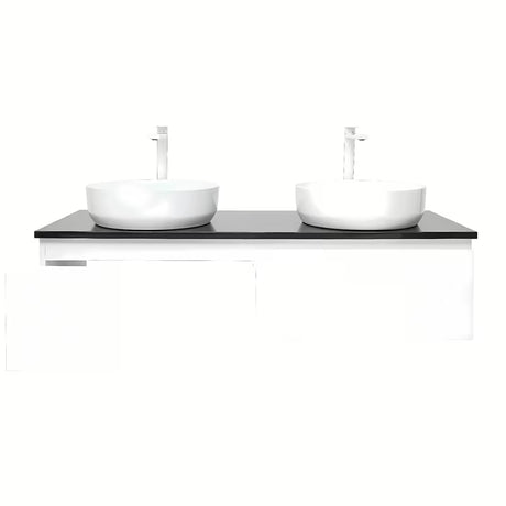 Závěsná koupelnová skříňka SAT B-Way 119x45x30 cm v bílém lesku s krycí deskou
