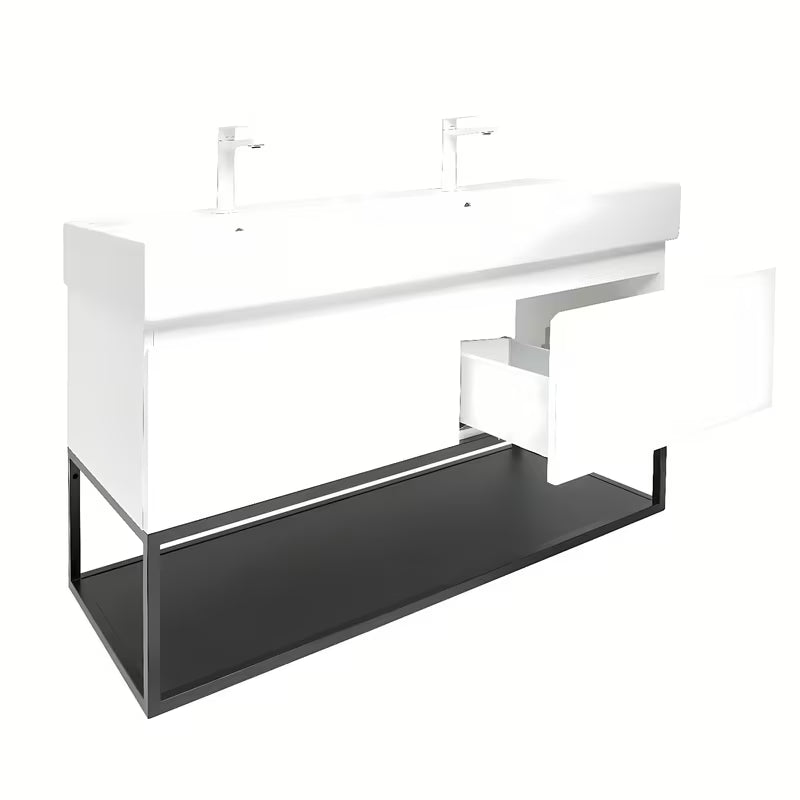 Závěsná skříňka SAT B-Way s dvojumyvadlem v bílém lesku 119x45x30 cm