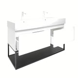 Závěsná skříňka SAT B-Way s dvojumyvadlem v bílém lesku 119x45x30 cm