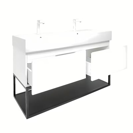 Závěsná skříňka SAT B-Way s dvojumyvadlem v bílém lesku 119x45x30 cm