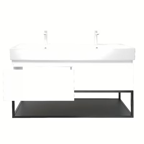 Závěsná skříňka SAT B-Way s dvojumyvadlem v bílém lesku 119x45x30 cm