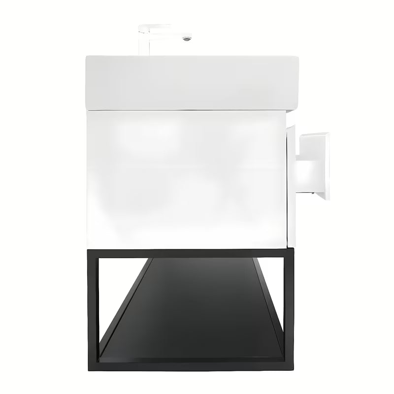 Závěsná skříňka SAT B-Way s dvojumyvadlem v bílém lesku 119x45x30 cm