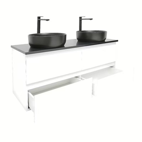 Závěsná koupelnová skříňka s umyvadlem SAT B-Way v bílém lesku 119x45x50 cm