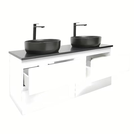 Závěsná koupelnová skříňka s umyvadlem SAT B-Way v bílém lesku 119x45x50 cm