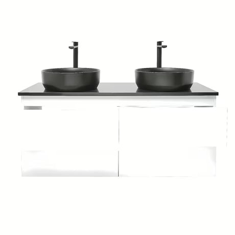 Závěsná koupelnová skříňka s umyvadlem SAT B-Way v bílém lesku 119x45x50 cm