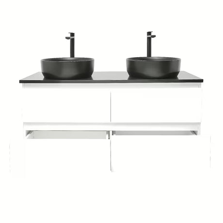 Závěsná koupelnová skříňka s umyvadlem SAT B-Way v bílém lesku 119x45x50 cm