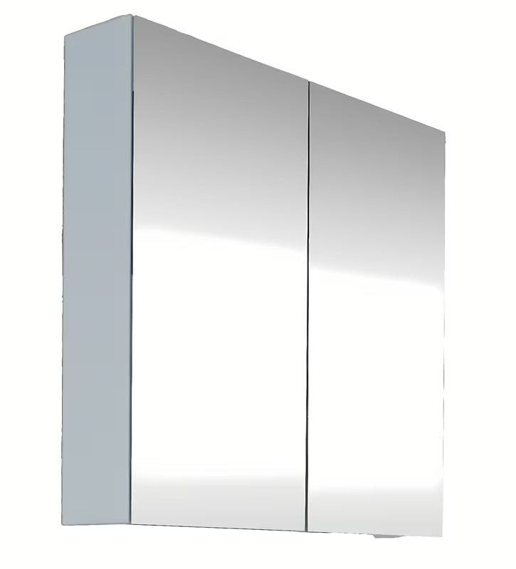 Bílá zrcadlová skříňka SAT B-Way 80 x 75 cm do koupelny s možností levého i pravého otevírání.