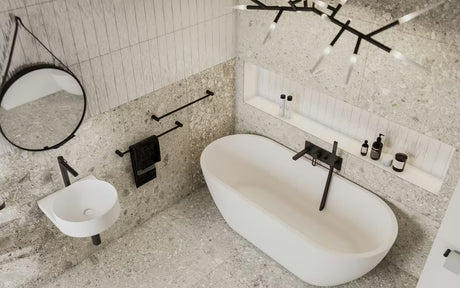 Nástěnný držák ručníků SAT B-Way R v černém provedení s jednoduchým elegantním designem.